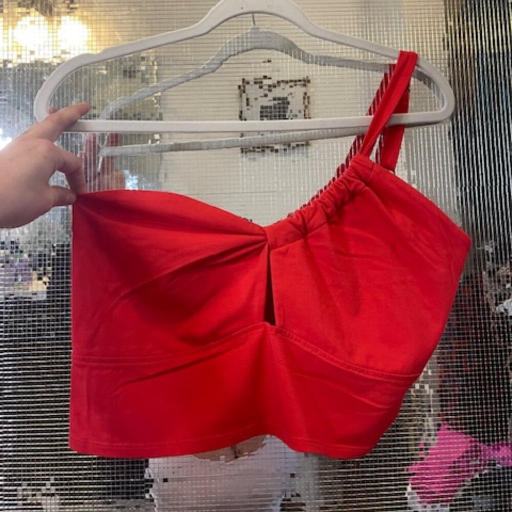 Red One Shoulder Crop Top